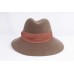 Lancaster Size M Brown Felted Wool Trilby Hat w/ Pleated Mauve Band 1008 AC81D  eb-55188736